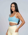 Top Life Duo Azul céu com Amarelo Brisa - Maré Maria moda fitness
