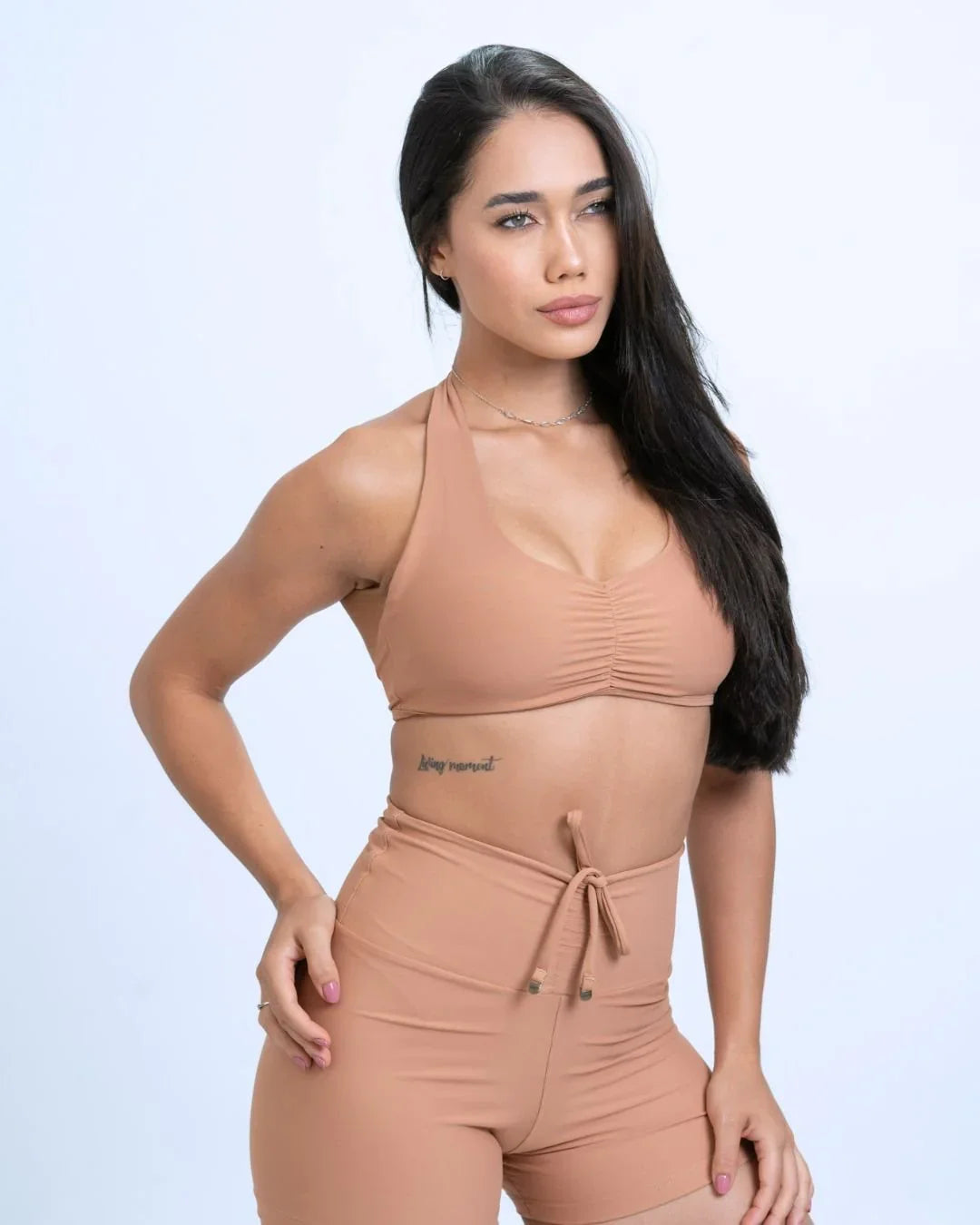 Top Fitness Nala Mocha Mousse Frente Unica - Maré Maria moda fitness