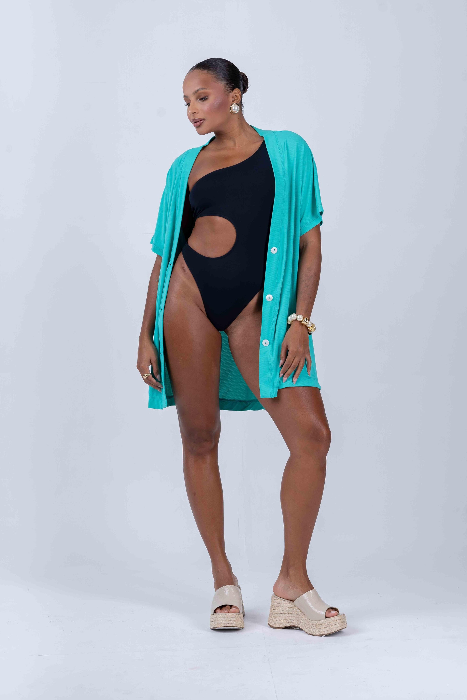 Kimono beach Verde Piscina - Maré Maria moda fitness