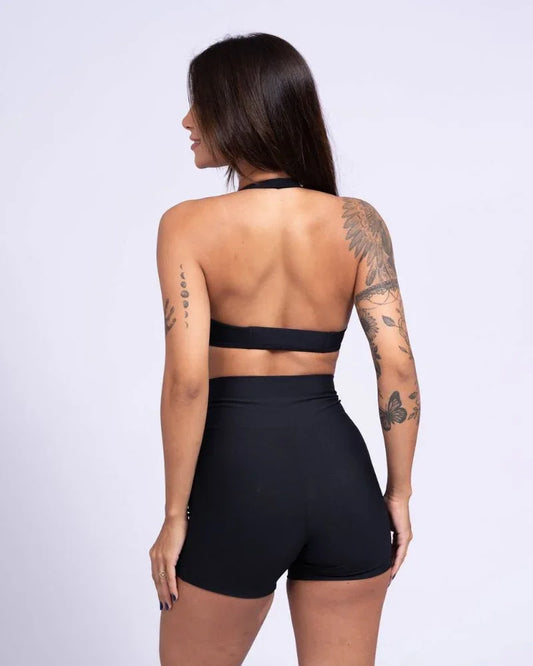 Short fitness Classic Preto com compressão e sem empina bumbum - Maré Maria moda fitness
