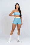 Short Smile Duo Azul céu e Amarelo Brisa - Maré Maria moda fitness