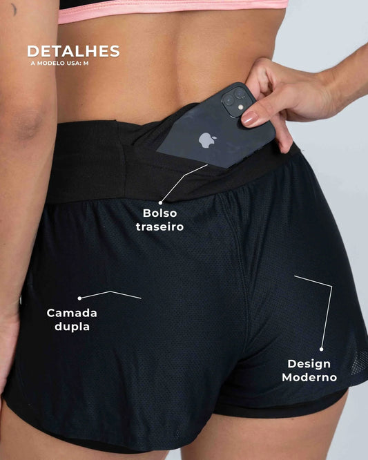 Short Fitness Dual Fit Super Black - Maré Maria moda fitness