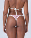 Calcinha Cortininha Fixa com regulador Rosa Glam com viés Off White - Maré Maria moda fitness