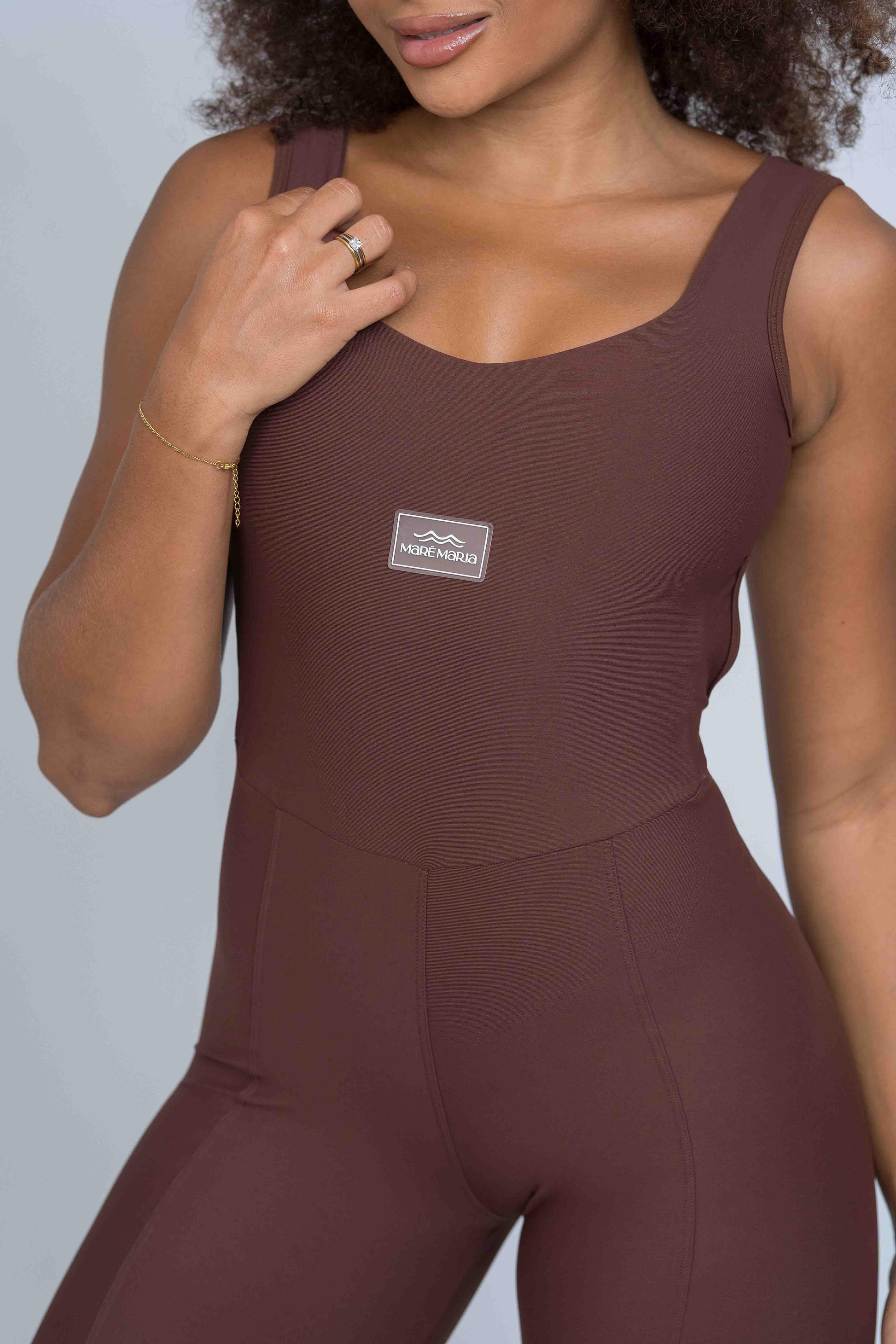 Macacão Fitness Clássico Chocolate Dark compressão - Maré Maria moda fitness