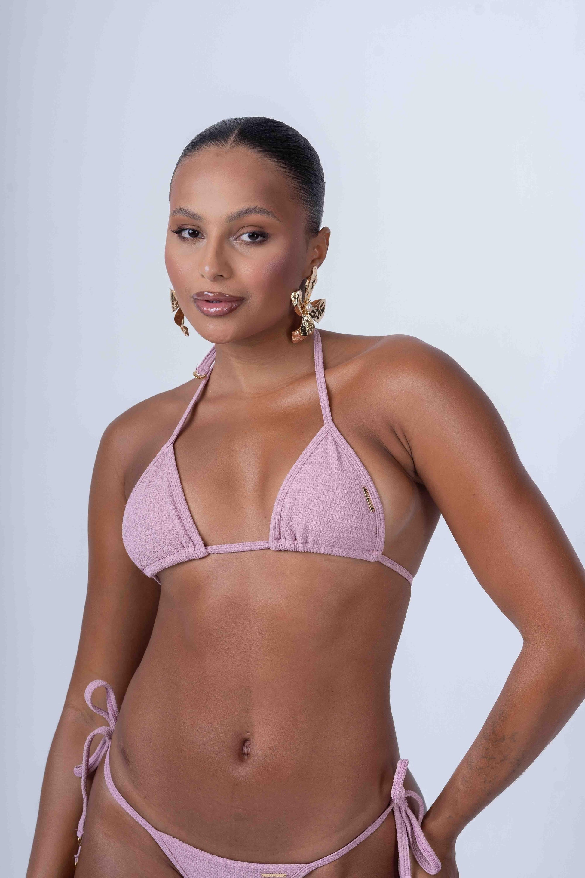 Top Cortininha de Lacinho Rosa Glam - Maré Maria moda fitness