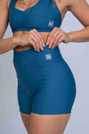 Short Classic Azul Sereia compressão s/empina - Maré Maria moda fitness