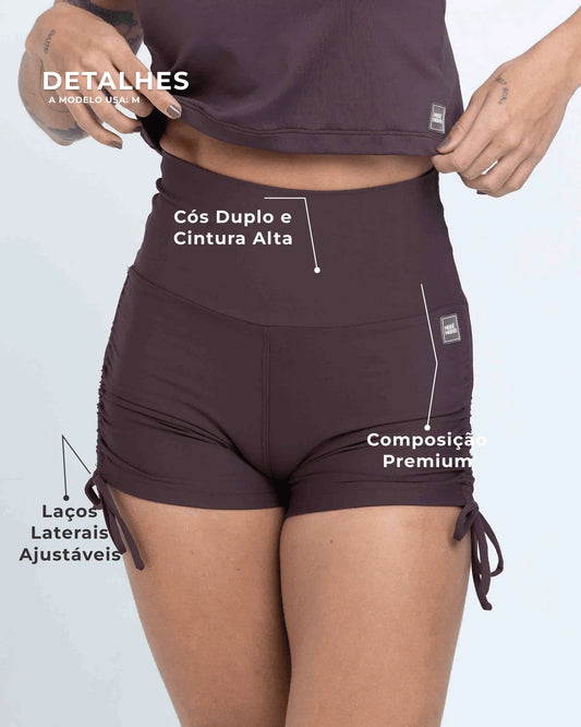 Short fitness Smile Marrom Ébano com empina - Maré Maria moda fitness
