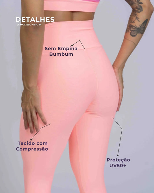 Calça Legging Slim duo Coral com Rosa Malibu - Maré Maria moda fitness