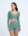 Top Fitness Classic Manga Longa Verde Eucalipto - Maré Maria moda fitness