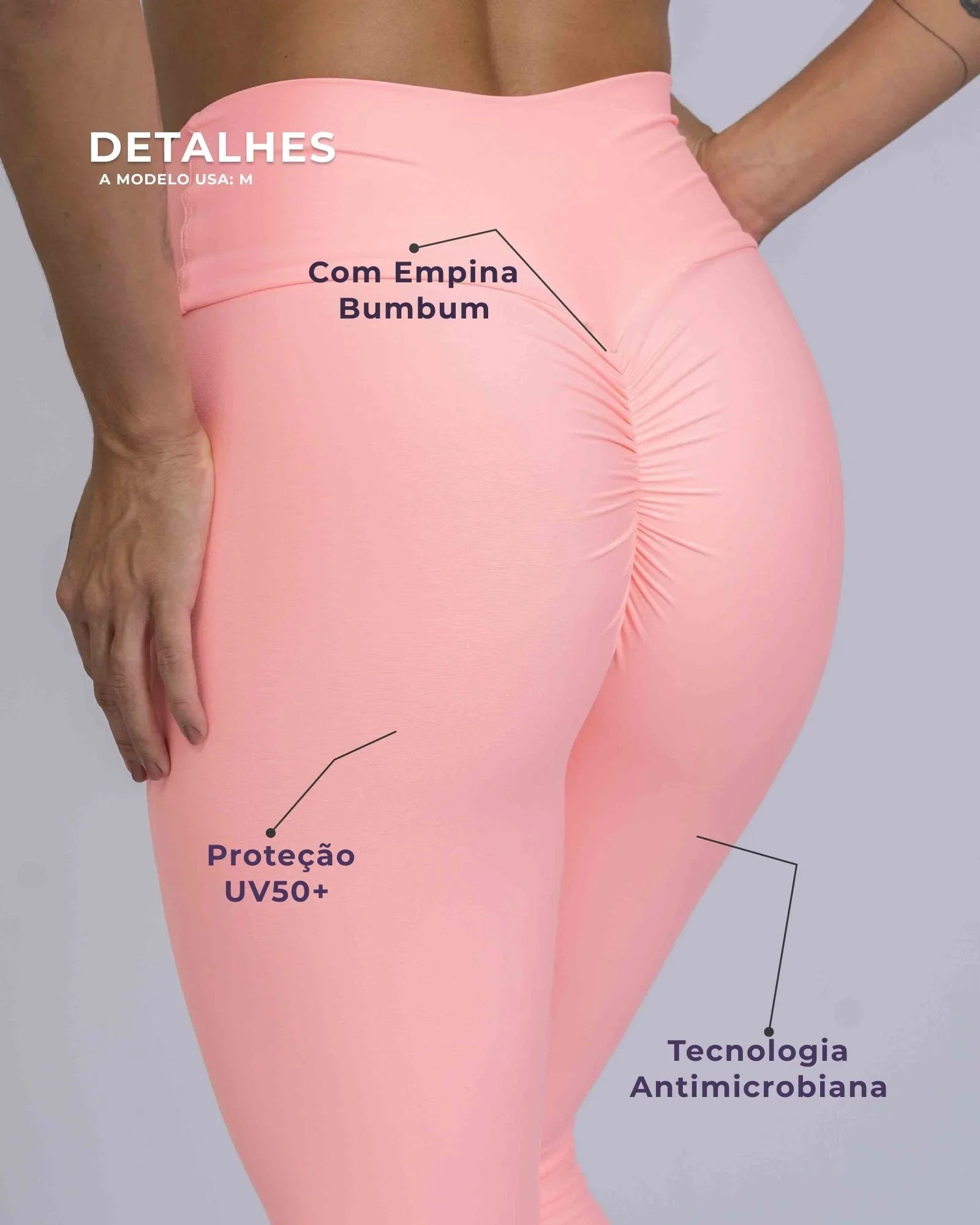 Calça Legging Slim duo Coral com Rosa Malibu - Maré Maria moda fitness