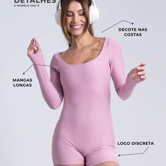 Macaquinho Confort Manga Longa sem costura frontal - Maré Maria moda fitness