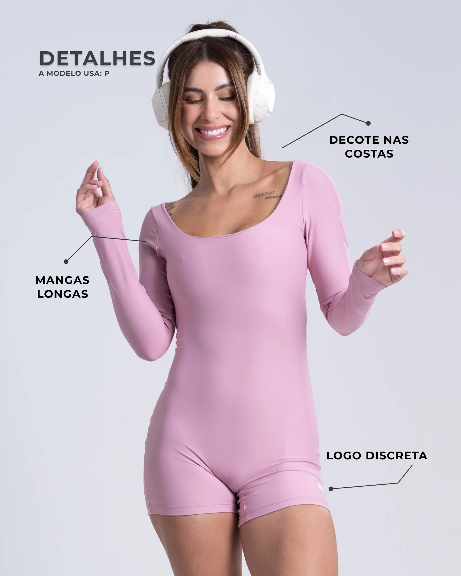 Macaquinho Confort Manga Longa sem costura frontal - Maré Maria moda fitness