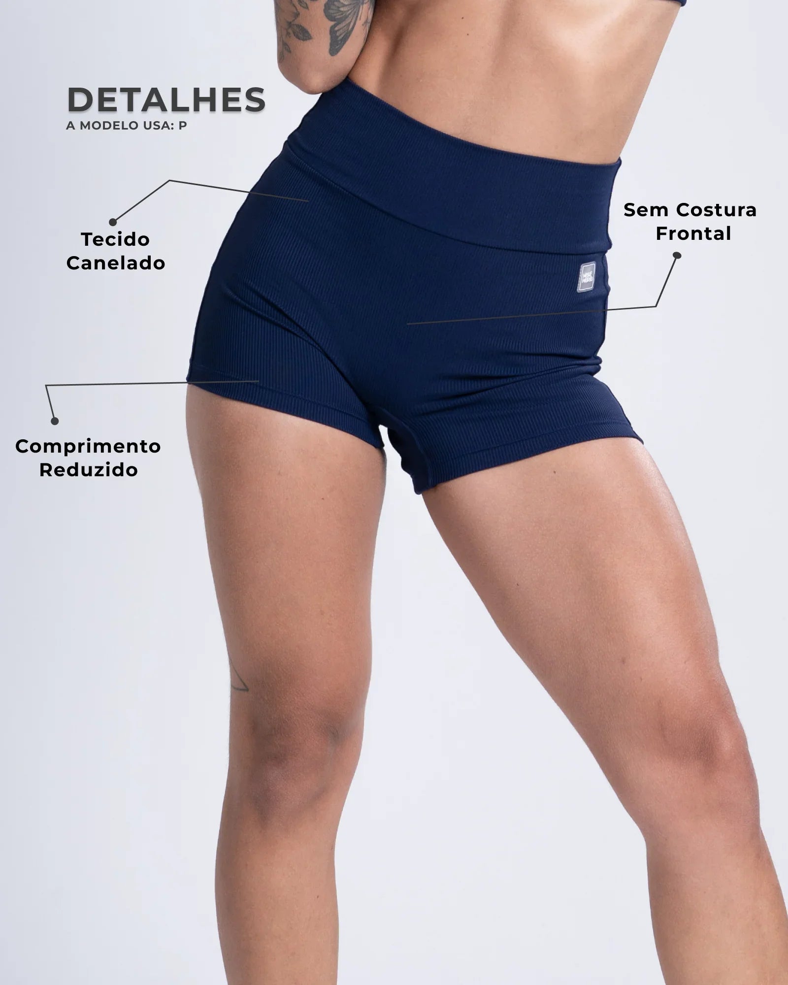 Short Fitness Confort Canelado sem costura frontal - Maré Maria moda fitness