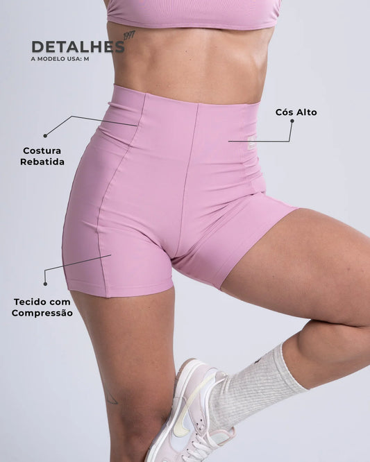 Short Fitness Classic Rosa Glam compressão - Maré Maria moda fitness