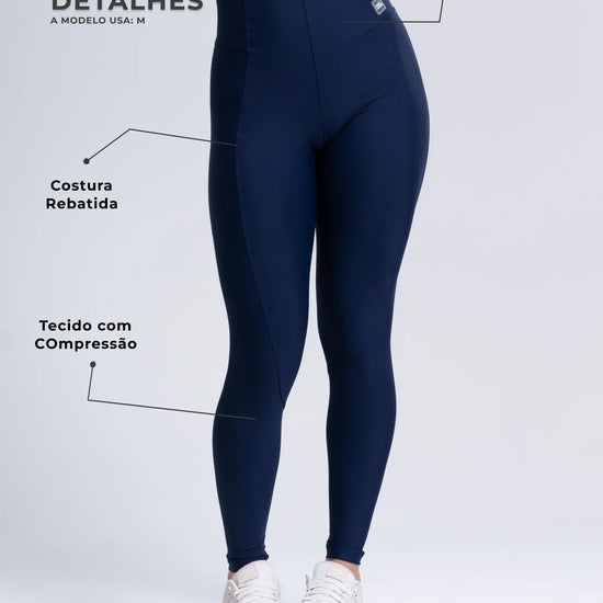 Calça Legging Classic Azul Dark compressão sem empina bumbum - Maré Maria moda fitness