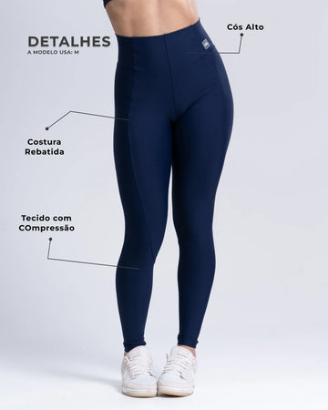Calça Legging Classic Azul Dark compressão sem empina bumbum - Maré Maria moda fitness