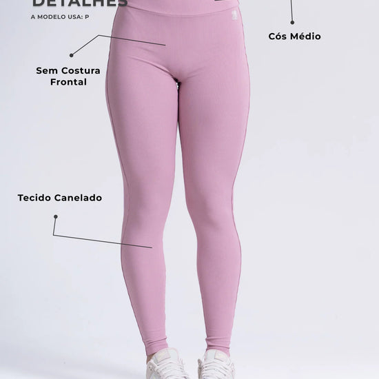 Calça Fitness Confort Canelado sem costura frontal - Maré Maria moda fitness