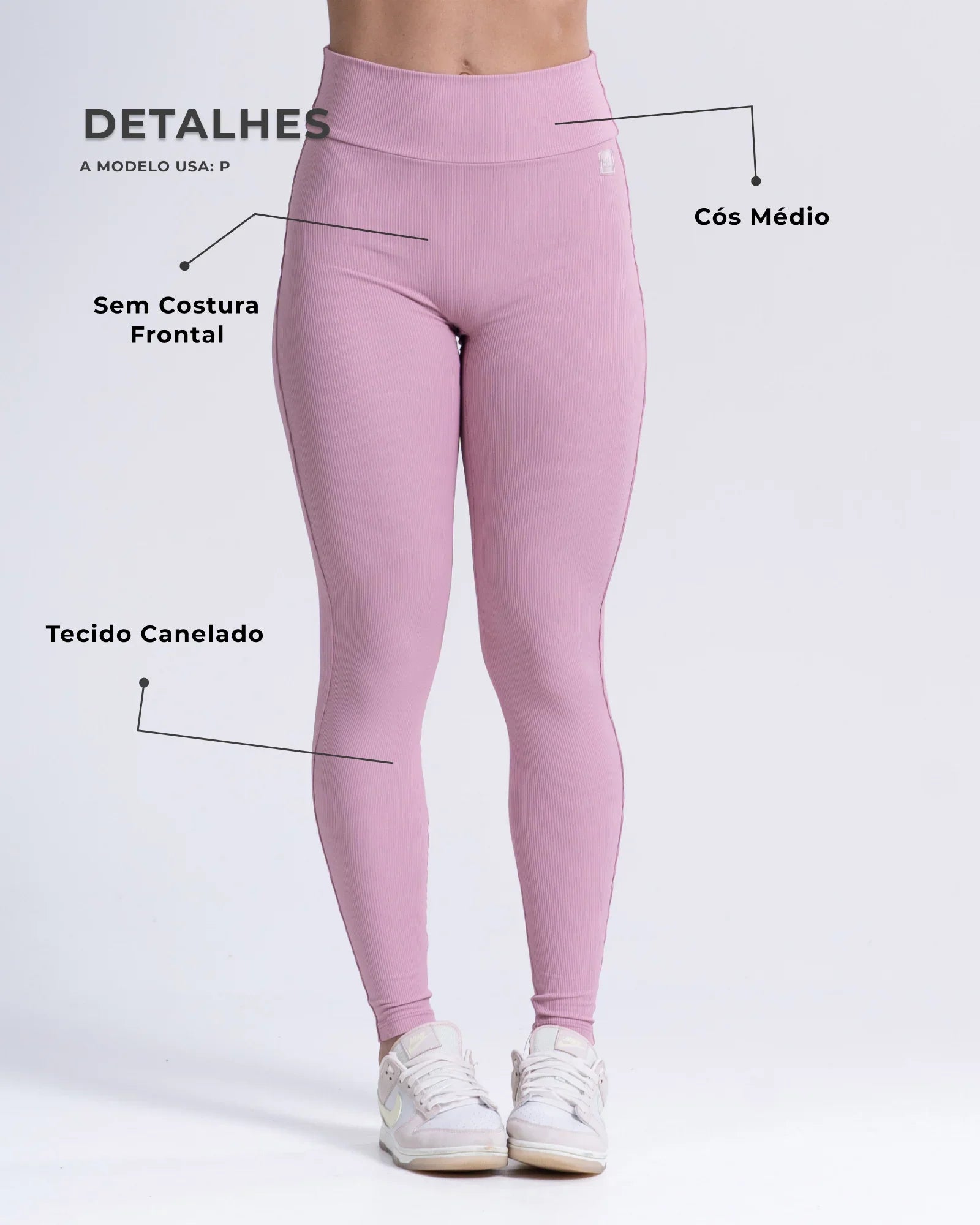 Calça Fitness Confort Canelado sem costura frontal - Maré Maria moda fitness