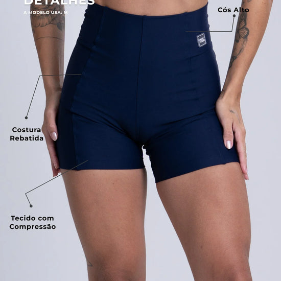 Short Fitness Classic Azul Dark compressão sem empina bumbum - Maré Maria moda fitness