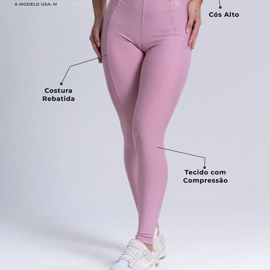 Calça Legging Fitness Classic Rosa Glam com compressão - Maré Maria moda fitness