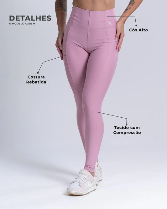 Calça Legging Fitness Classic Rosa Glam com compressão - Maré Maria moda fitness