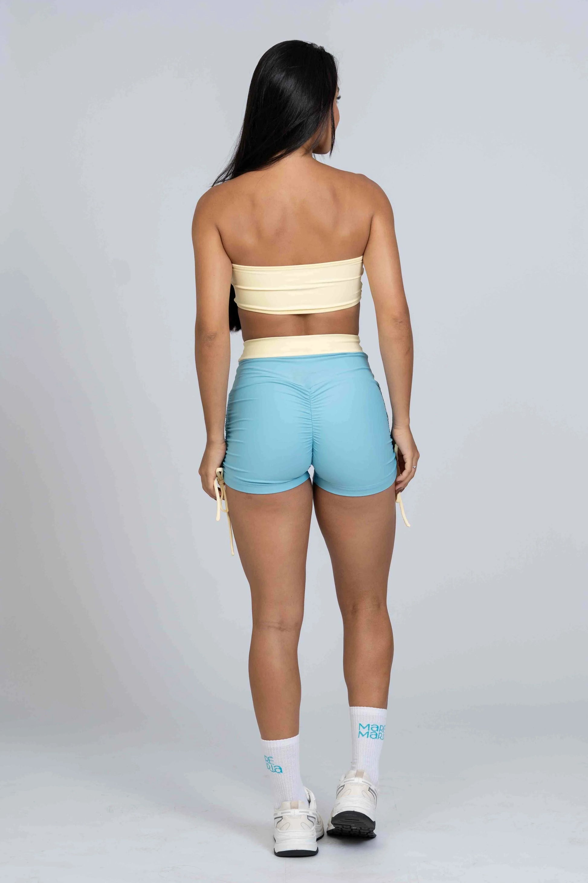 Short Smile Duo Azul céu e Amarelo Brisa - Maré Maria moda fitness