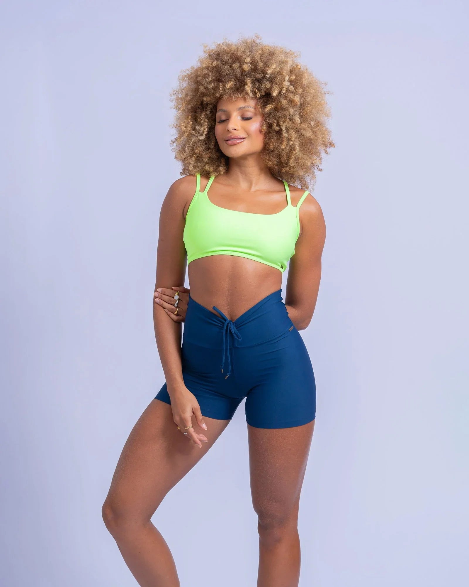 Short fitness Slim Azul Marinho Empina Bumbum - Maré Maria moda fitness