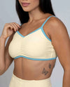 Top Fitness Fresh Duo Amarelo Brisa com Azul céu - Maré Maria moda fitness