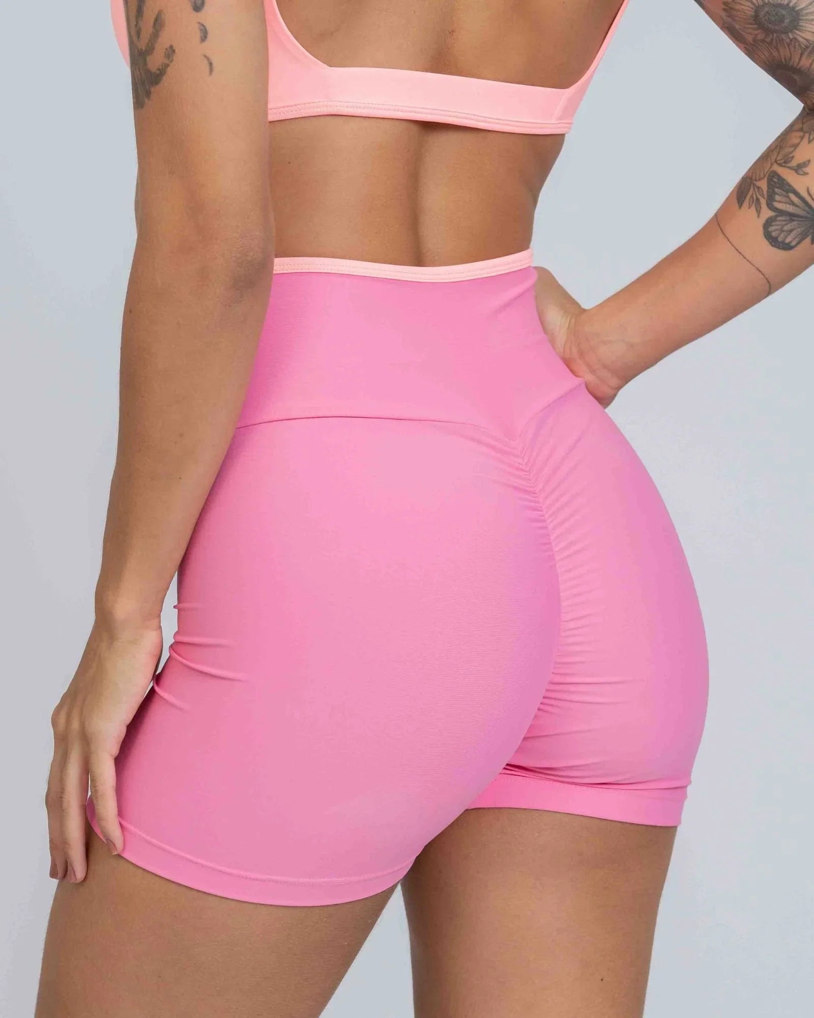 Short Fitness Line Rosa Malibu com Coral - Maré Maria moda fitness