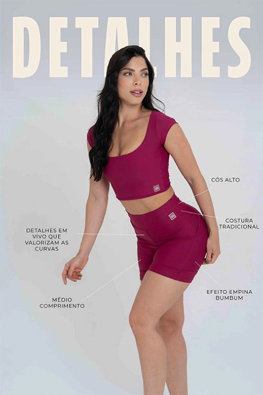 Short Fitness Curve Rouge sem empina bumbum - Maré Maria moda fitness