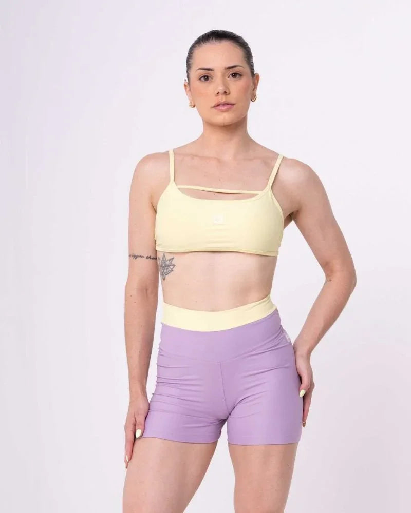 Short Fitness Duo Lavanda com Chá Verde empina bumbum - Maré Maria moda fitness