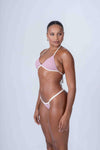 Top Cortininha Fixo Rosa Glam com Off White - Maré Maria moda fitness