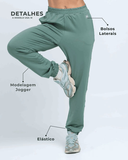 Calça Street Moletinho Jogger Verde Eucalipto - Maré Maria moda fitness