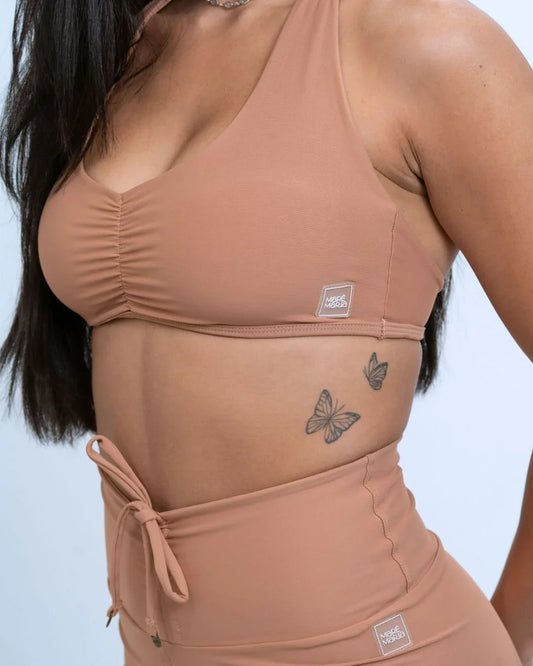 Top Fitness Nala Mocha Mousse Frente Unica - Maré Maria moda fitness