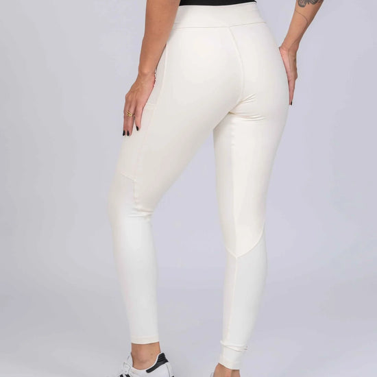 Calça Classic Duo Off White com Super Black compressão com bolso - Maré Maria moda fitness