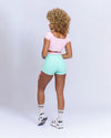 Short Smile Duo Verde menta com Rosa quartzo s/empina - Maré Maria moda fitness