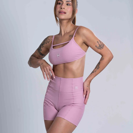 Short Fitness Classic Rosa Glam compressão - Maré Maria moda fitness