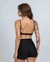 Top Fitness Fresh duo Sobreposição Super Black com Coral - Maré Maria moda fitness