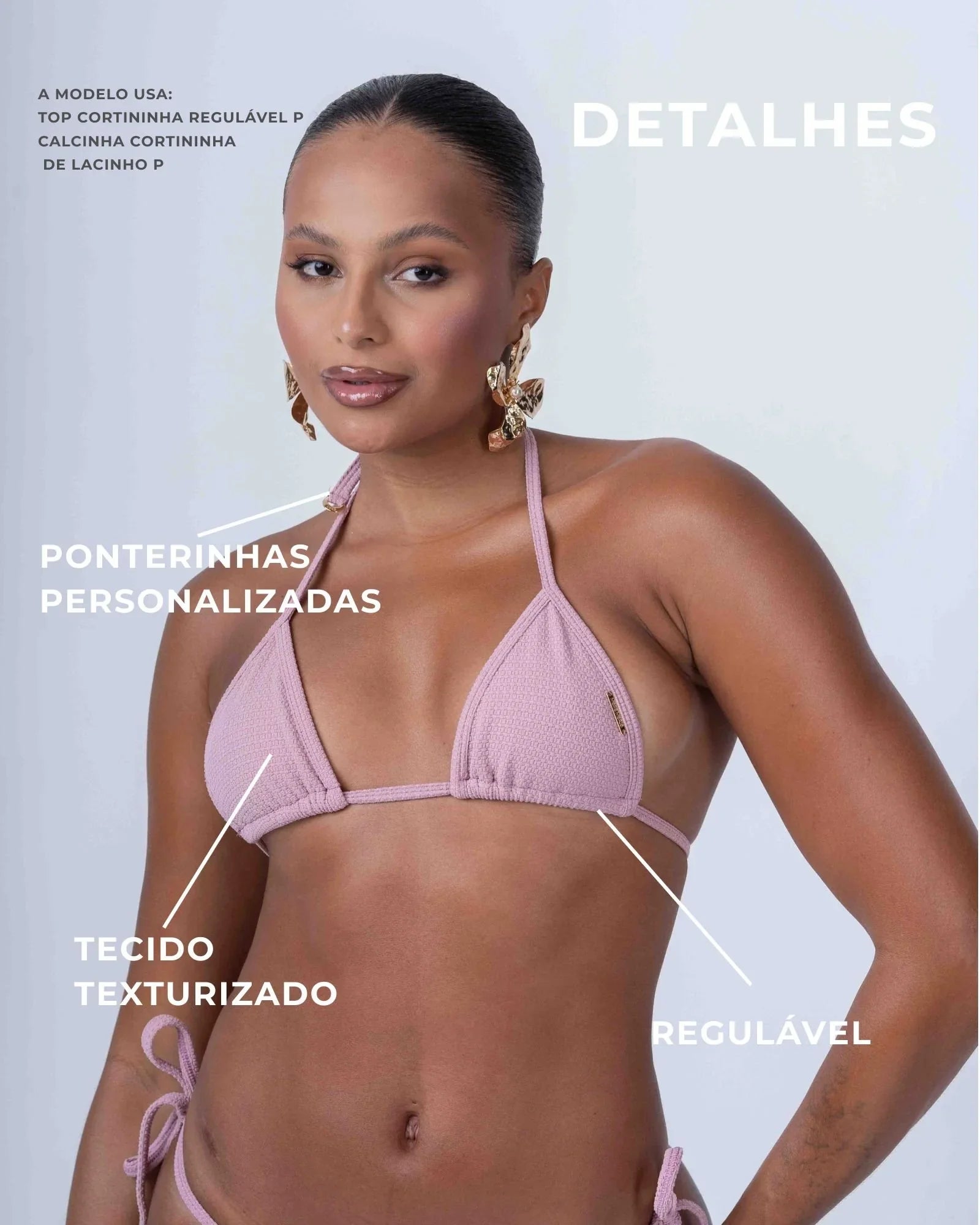 Top Cortininha de Lacinho Rosa Glam - Maré Maria moda fitness