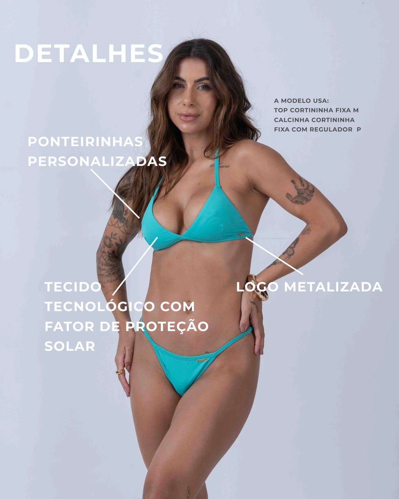 Top Cortininha Fixo Verde Piscina - Maré Maria moda fitness