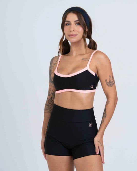Short Confort sem costura frontal Super Black compressão sem empina - Maré Maria moda fitness