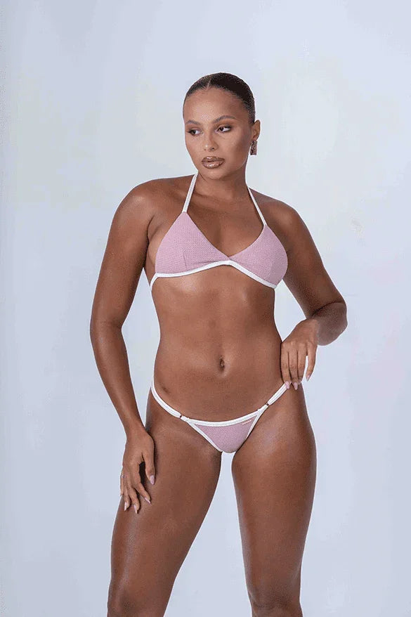 Top Cortininha Fixo Rosa Glam com Off White - Maré Maria moda fitness