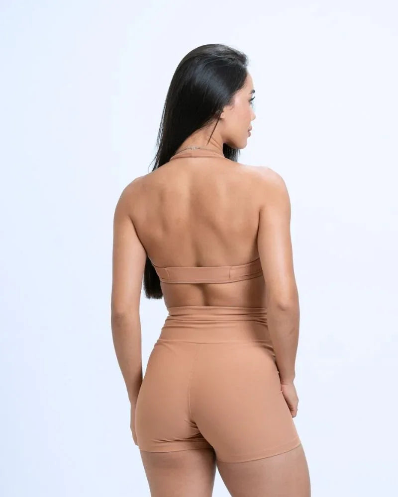 Short Fitness Slim Mocha Mousse compressão sem empina bumbum - Maré Maria moda fitness