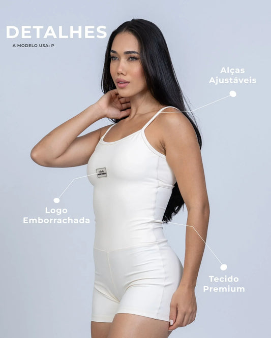 Macaquinho Fitness Mood Off White - Maré Maria moda fitness