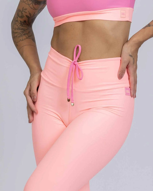 Calça Legging Slim duo Coral com Rosa Malibu - Maré Maria moda fitness