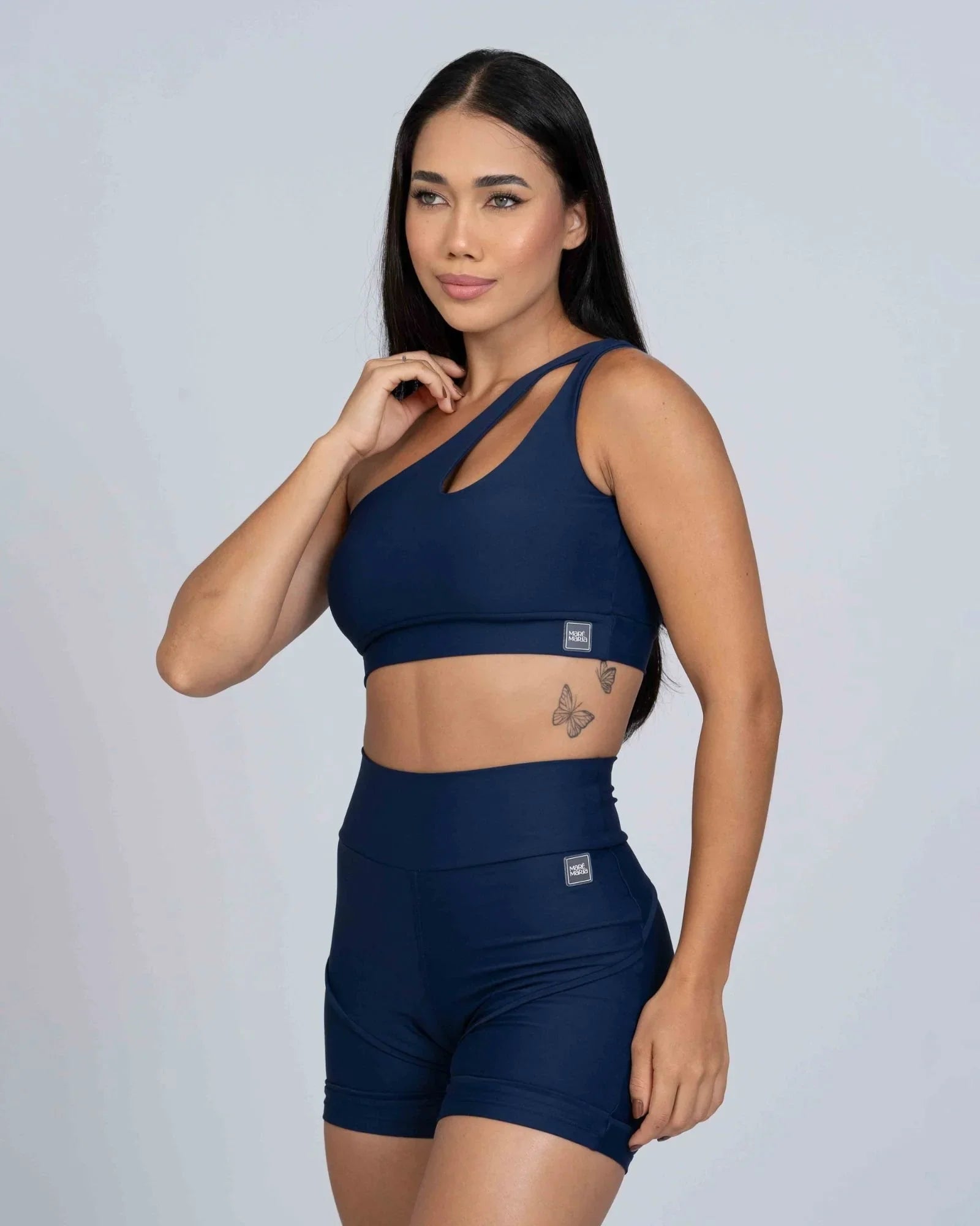 Top Fitness Avenue Azul Marinho assimétrico - Maré Maria moda fitness