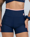 Short Fitness Line Azul Marinho com Coral - Maré Maria moda fitness