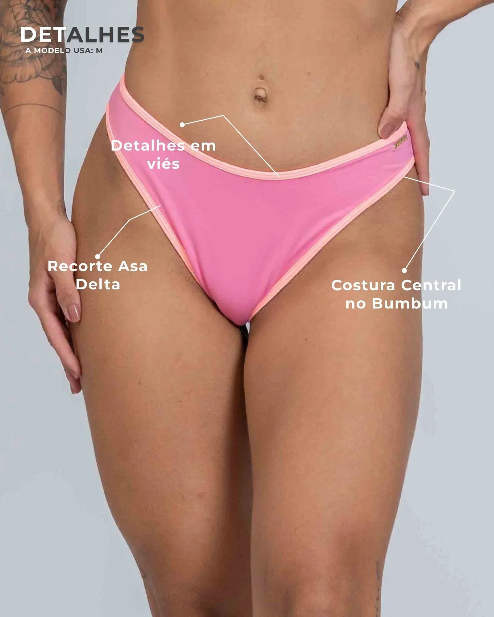 Calcinha Asa Delta Duo Rosa Malibu com Coral - Maré Maria moda fitness