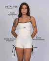 Macaquinho New Pérola Duo Off White com Super Black empina - Maré Maria moda fitness
