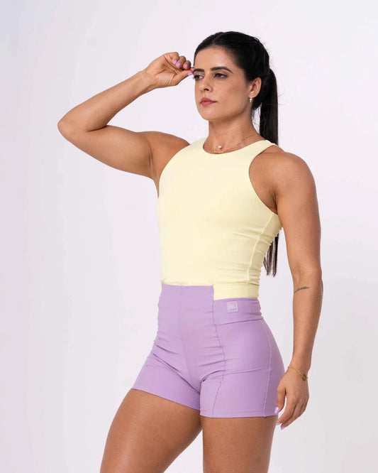 Short Fitness Classic Duo Lavanda com Chá Verde compressão S/ empina bumbum - Maré Maria moda fitness